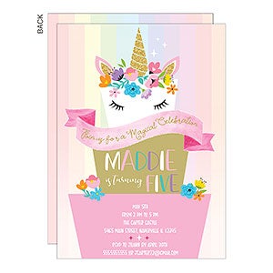 Magical Celebration Unicorn Party Premium Invitation - Set of 5