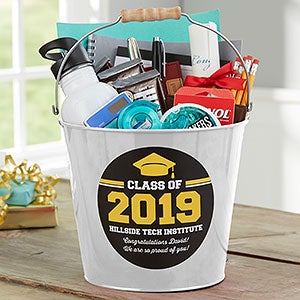 Class Of Personalized Graduation Metal Bucket - White