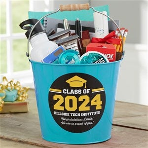 Class Of Personalized Graduation Metal Bucket - Teal