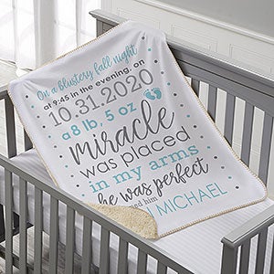 Baby Boy's Story Personalized 30x40 Baby Sherpa Blanket