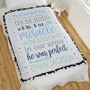 Baby Boy's Story Personalized 50x60 Tie Blanket