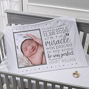 Baby Boy's Story Personalized 30x40 Photo Fleece Blanket