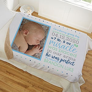 Baby Boy's Story Personalized 50x60 Photo Sherpa Blanket