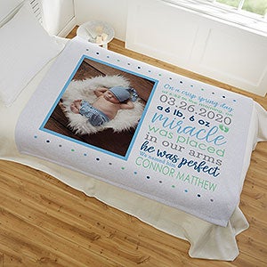 Baby Boy's Story Personalized 50x60 Photo Sweatshirt Blanket