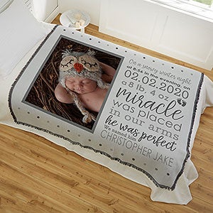 Baby Boy's Story Personalized 56x60 Photo Woven Throw