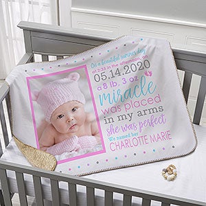 Baby Girl's Story Personalized 30x40 Photo Sherpa Blanket