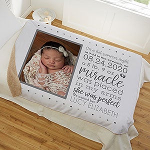 Baby Girl's Story Personalized 50x60 Photo Sherpa Blanket