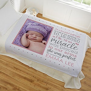 Baby Girl's Story Personalized 50x60 Photo Sweatshirt Blanket