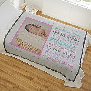 Baby Girl's Story Personalized 56x60 Photo Woven Throw