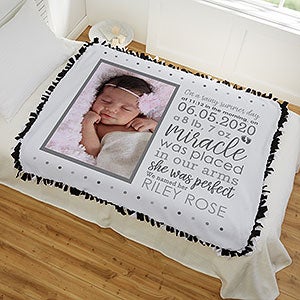 Baby Girl's Story Personalized 50x60 Photo Tie Blanket