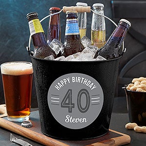 Modern Birthday Personalized Black Metal Bucket