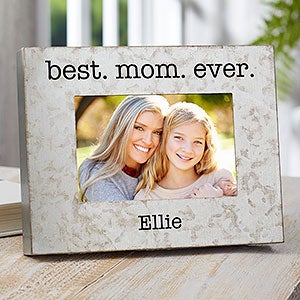 I Love Mom 4x6 Galvanized Metal Box Picture Frame