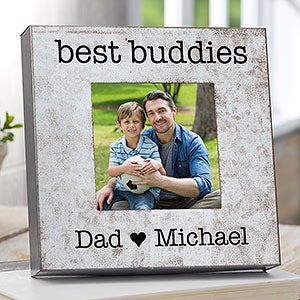 I Love Dad 4x4 Galvanized Metal Box Picture Frame