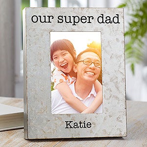 I Love Dad 4x6 Galvanized Metal Box Picture Frame