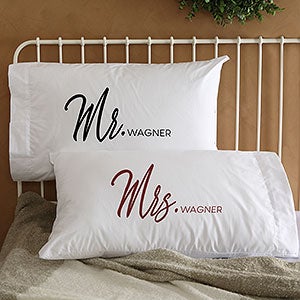 Stamped Elegance Wedding Personalized Pillowcase Set