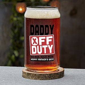 Off Duty Father's Day Personalized Beer Can Glass