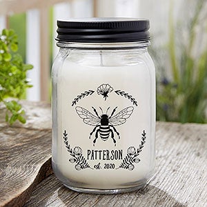 Personalized Farmhouse Candle Jar - Bee Vine