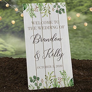 Personalized Standing Wood Wedding Sign - Laurels of Love