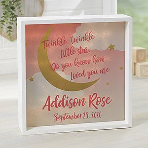 Over the Moon Personalized Ivory 10x10 LED Light Shadow Box