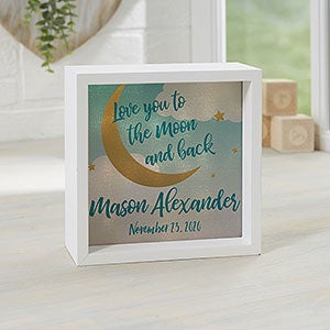 Over the Moon Personalized Ivory 6x6 LED Light Shadow Box