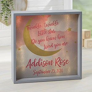 Over the Moon Personalized Grey 10x10 LED Light Shadow Box