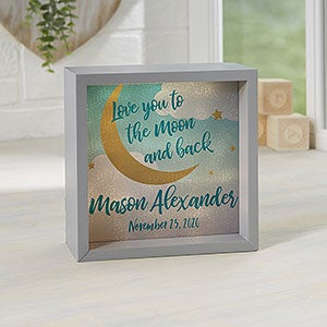 Over the Moon Personalized Grey 6x6 LED Light Shadow Box