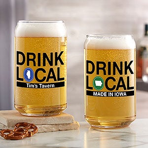 Drink Local Personalized 16 oz. Beer Can Glass