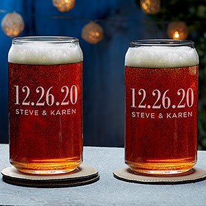 The Big Day Personalized Wedding Favor Beer Can Glass