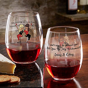 Bridesmaid Wine Lover Personalized Bridesmaid Stemless Wine Glass