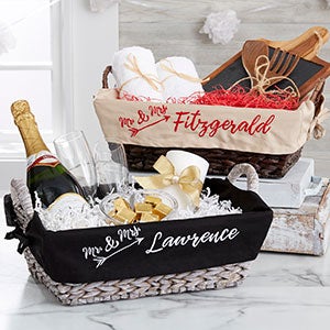 Sparkling Love Embroidered Basket Liner - Wedding Gift Basket