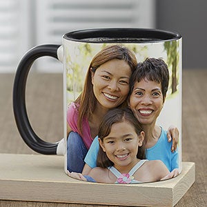 Photo Personalized Black Coffee Mug for Her