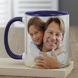 Photo Personalized Blue Coffee Mug for Him