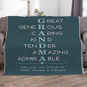 Grandma Acronym Personalized 56x60 Woven Throw