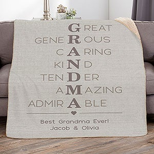 Grandma Acronym Personalized 50x60 Sherpa Blanket