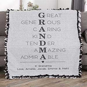 Grandma Acronym Personalized 50x60 Tie Blanket