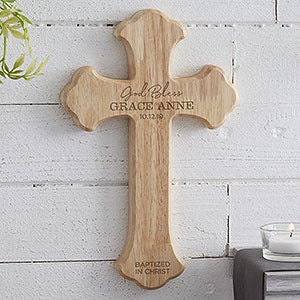 Christening Cross Custom Engraved Wood Cross