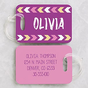 Personalized Kids Luggage Tags - Tribal Inspired For Girls