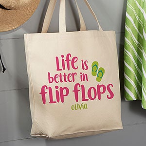 Life Is Better In Flip Flops 20x15 Canvas Tote Bag