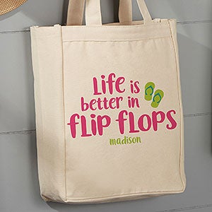 Life Is Better In Flip Flops 14x10 Canvas Tote Bag