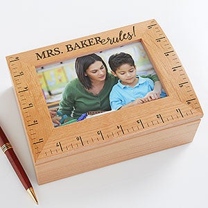 Teacher Rules Engraved Photo Keepsake Box - Teacher Gift