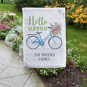 Personalized Summer Garden Flag - Floral Bicycle