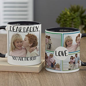 Love Photo Collage Personalized Black Coffee Mug For Him