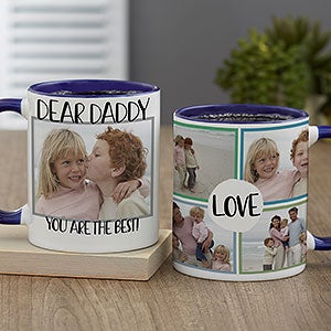 Love Photo Collage Personalized Blue Coffee Mug For Him