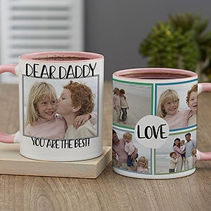 Love Photo Collage Personalized Pink Coffee Mug For Him