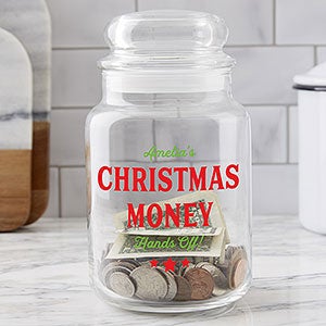 Personalized Christmas Money Glass Jar