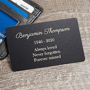 Custom Engraved Memorial Metal Wallet Card Insert