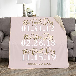 The Best Day Personalized 50x60 Sherpa Wedding Blanket