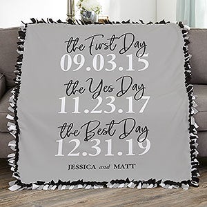 Best Day Ever Personalized 50x60 Tie Wedding Blanket