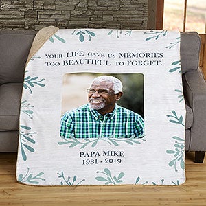 Botanical Memorial Personalized 50x60 Sherpa Photo Blanket