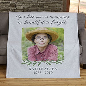 Botanical Memorial Personalized 50x60 Sweatshirt Photo Blanket